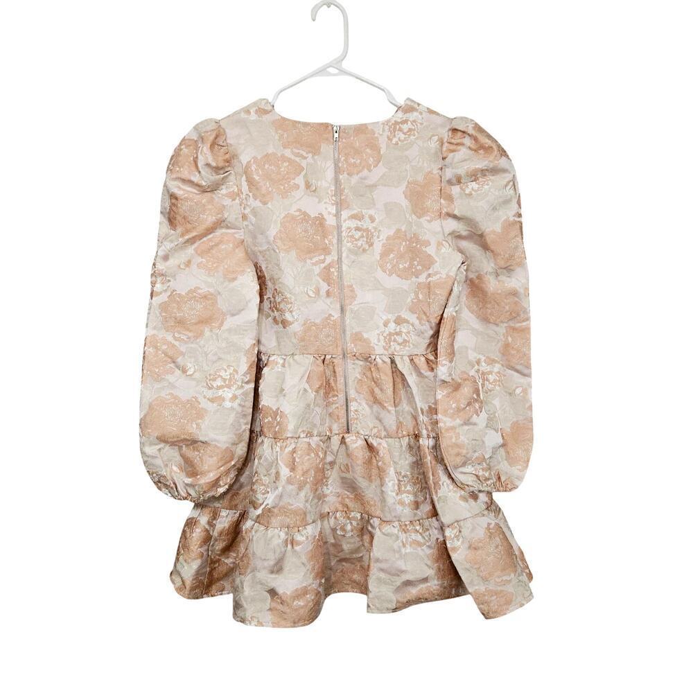 NWT Aura by Red Dress Shiny Cream/Pink Fit & Flare Tiered Mini Dress Size S - Picture 2 of 9